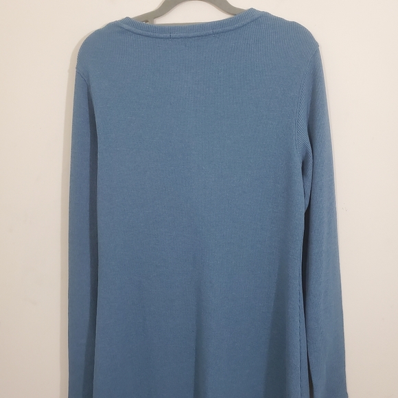 Peruvian Connection Waffle Henley Maxi Dress Steel Blue Casual NWT Size Large - Picture 3 of 10